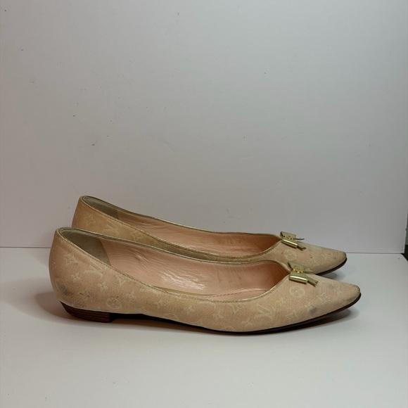 Louis Vuitton Shoes - Louis Vuitton Mini Lin Ballet Flats Light Pink Size 36.5